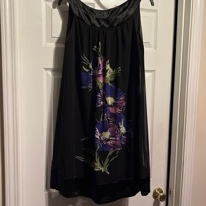 CONNECTED Halter LBD Floral Little Black Dress